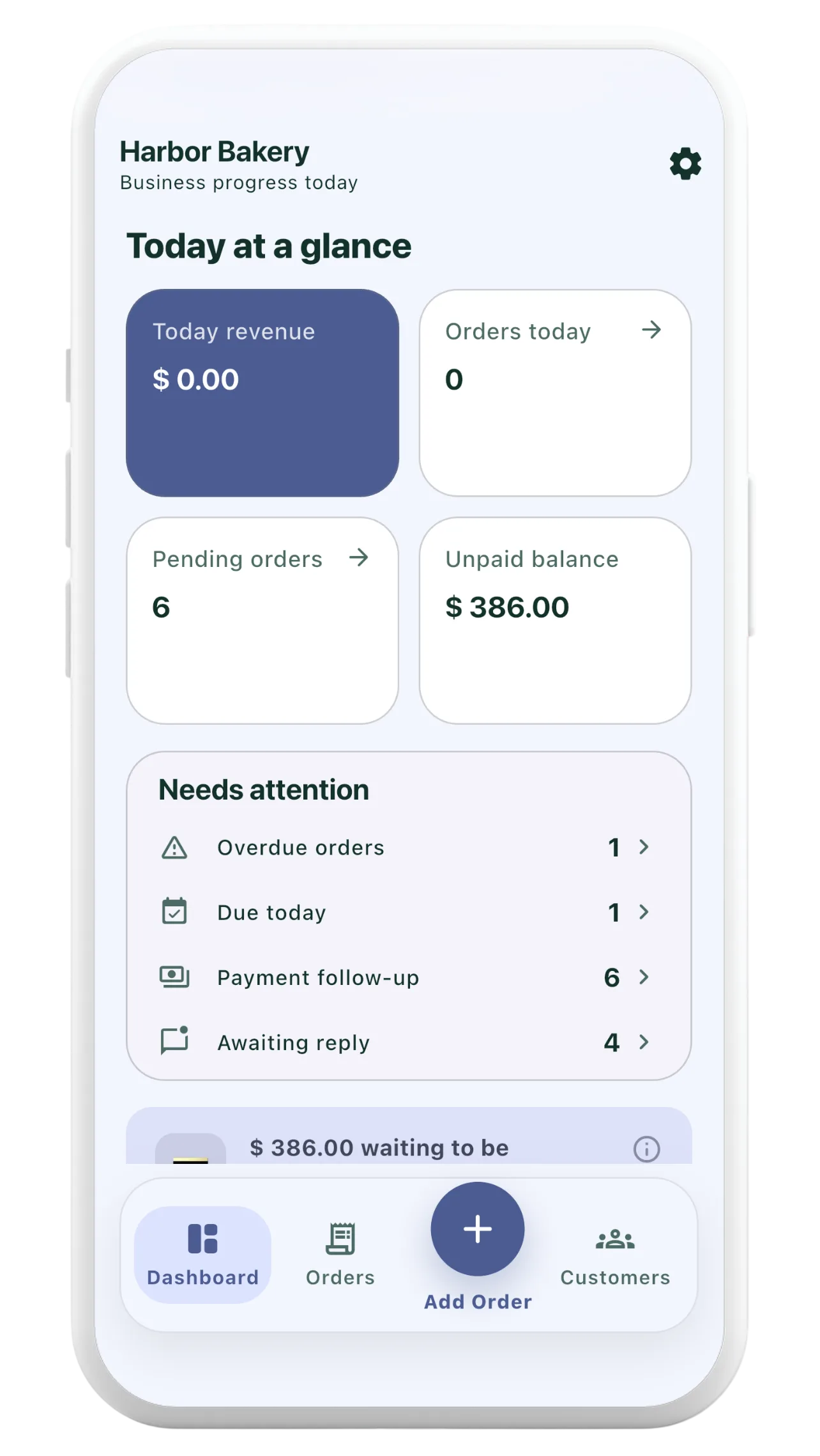 App Appearance screen of the Orderly mobile app
